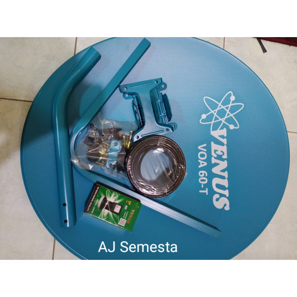 Dish Parabola Mini Venus 60cm Biru Paket Lengkap Kabel + Lnb
