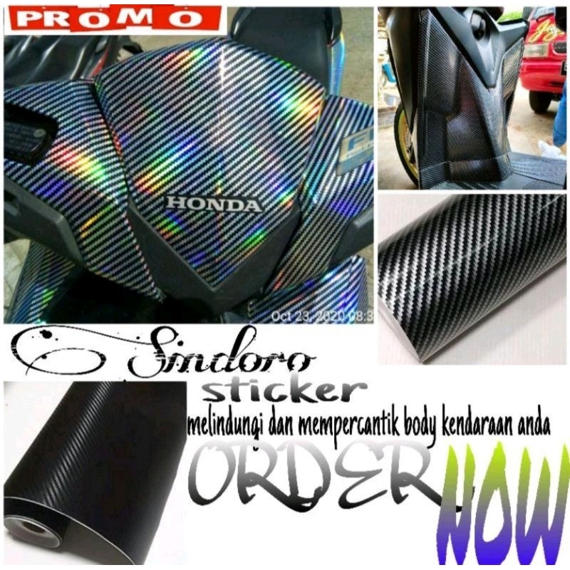 Sticker Motor Carbon Sekotlet Seticker  Motor Carbon Sticker Carbon 5d Hitam Skolet Carbon 2d Silver