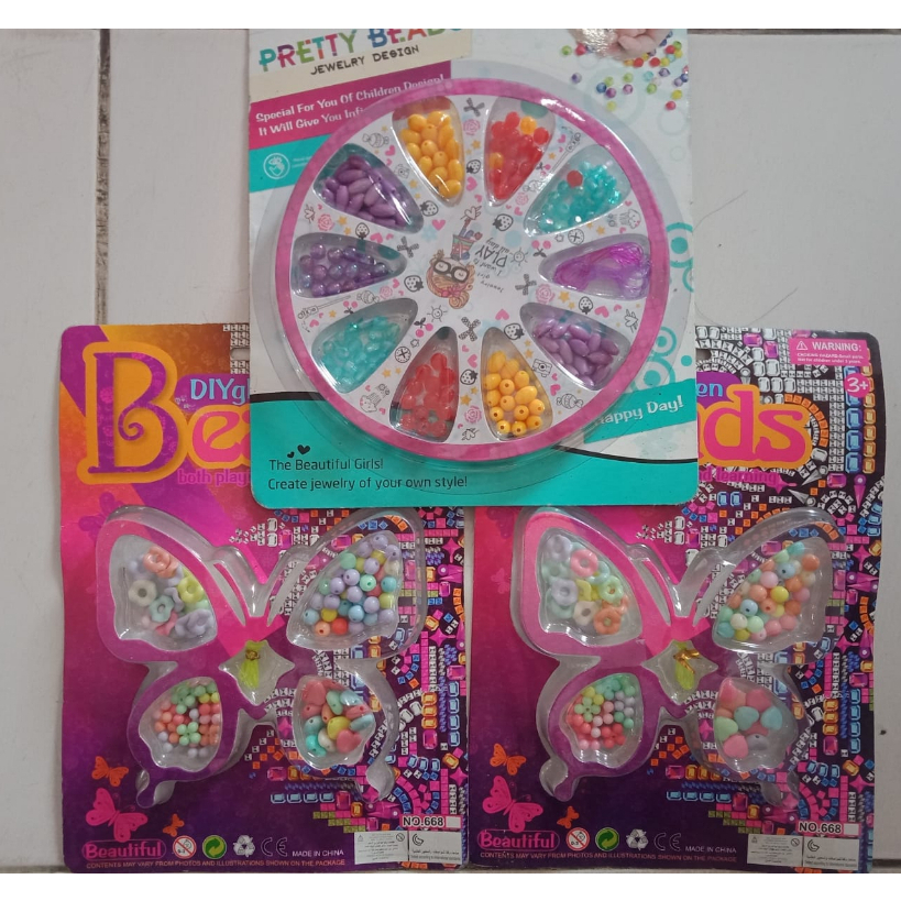 MAINAN ANAK MANIK - MANIK MURAH / DIY BEAD / PERNAK PERNIK MERAKIT GELANG ATAU KALUNG CANTIK