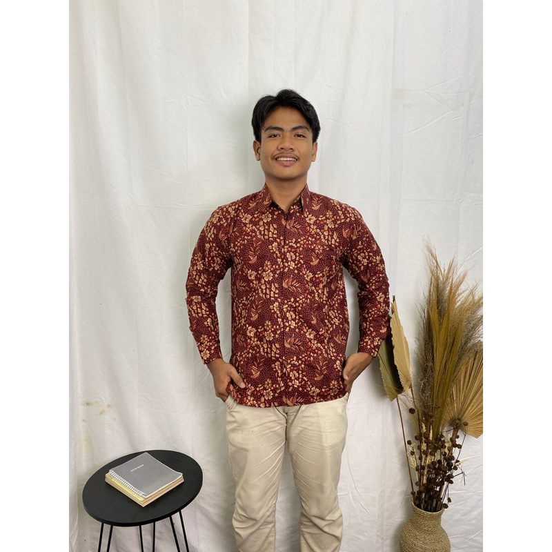 kemeja batik Qistina burung hong panjang
