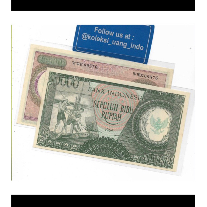 Uang Kuno 10000 Pekerja Hijau WM Garuda 1964