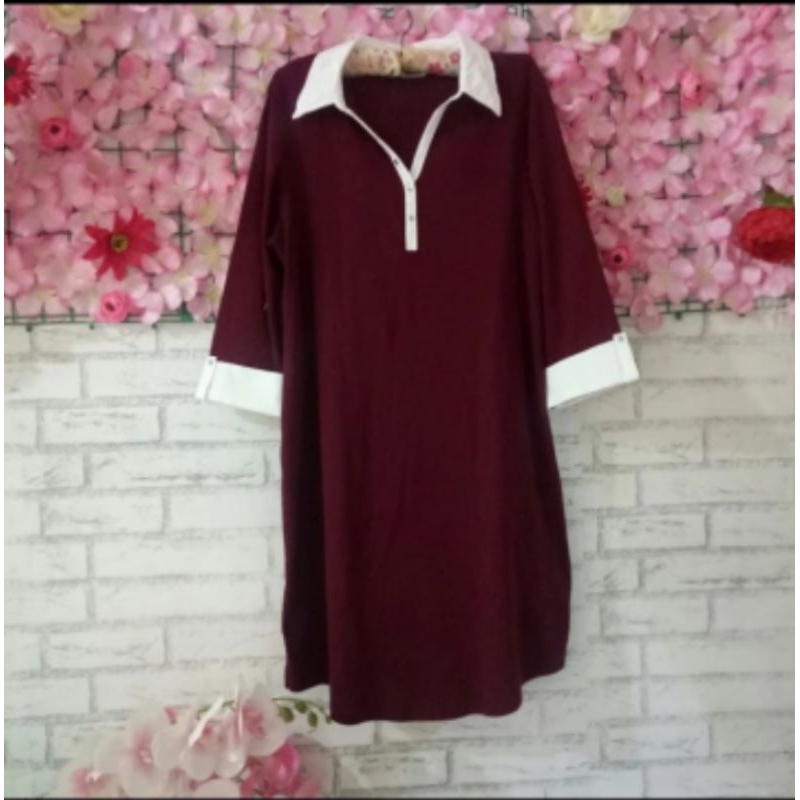 dress kerah big size branded original/Dress kantor maroon/dress wanita