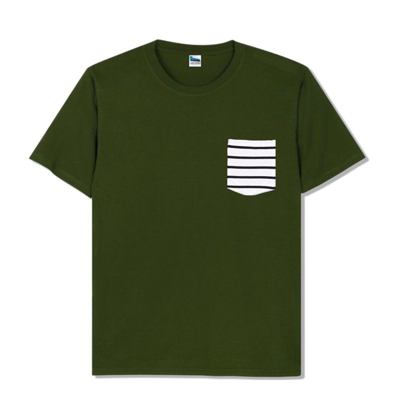 Kaos Polos Pocket Lengan Pendek Cotton Combed 30s Pria Wanita Unisex - Green Army