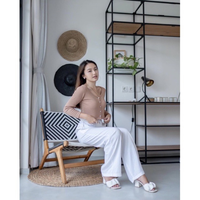 Crop Rib Kancing Lengan Panjang Premium / atasan crop top sweater crop top kancing