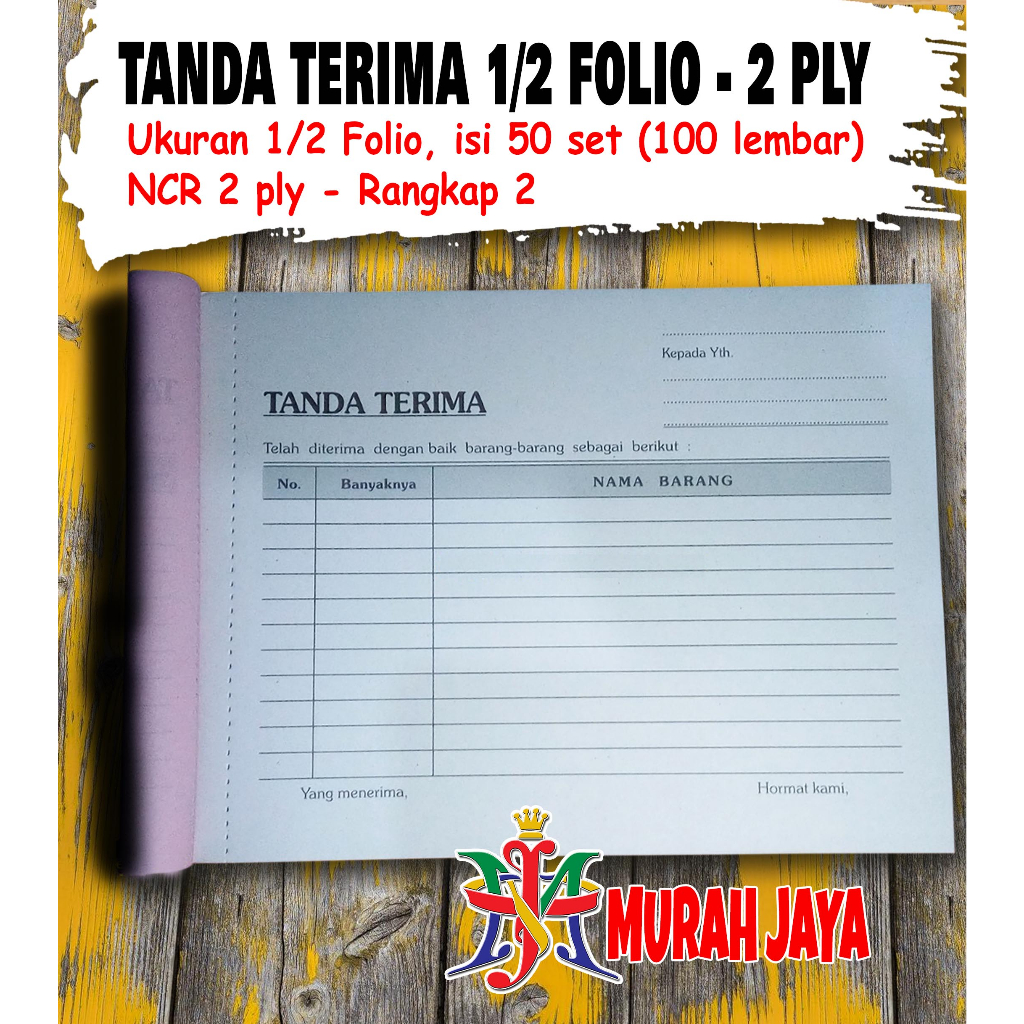 

BUKTI TANDA TERIMA BARANG LANDSCAPE 1/2 FOLIO 2 RANGKAP 2 PLY PUTIH MERAH