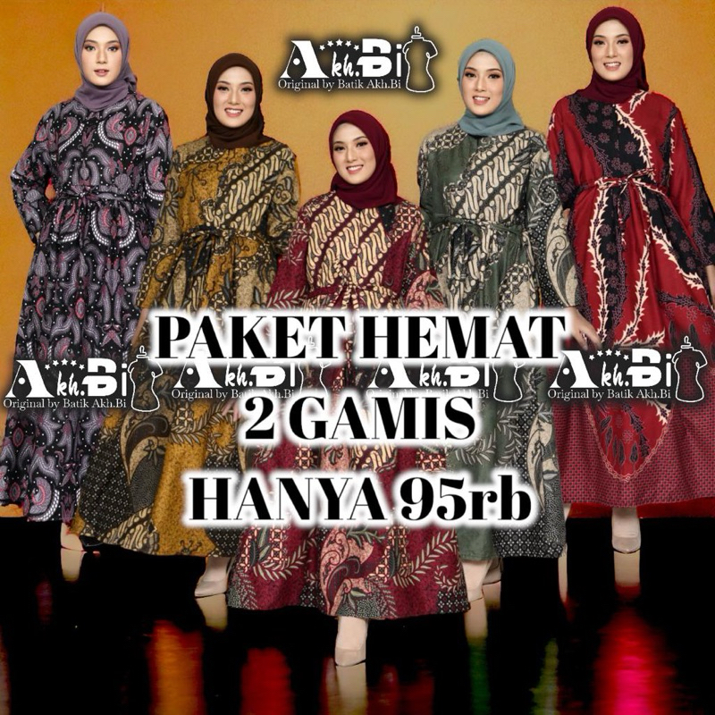 (HARGA 2 GAMIS) Gamis Batik Baju Pakaian Wanita muslimah Jumbo LD 104 LD 110 LD 120