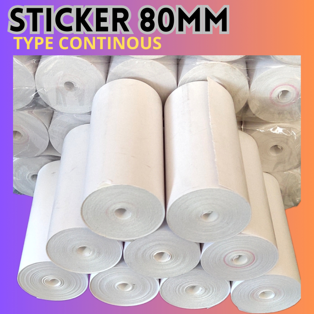 

Thermal paper sticker 80MMx10Meter // kertas Thermal tempel 80mm Panjang 10 meter Continuous 80 mm x 10 meter TEBAL