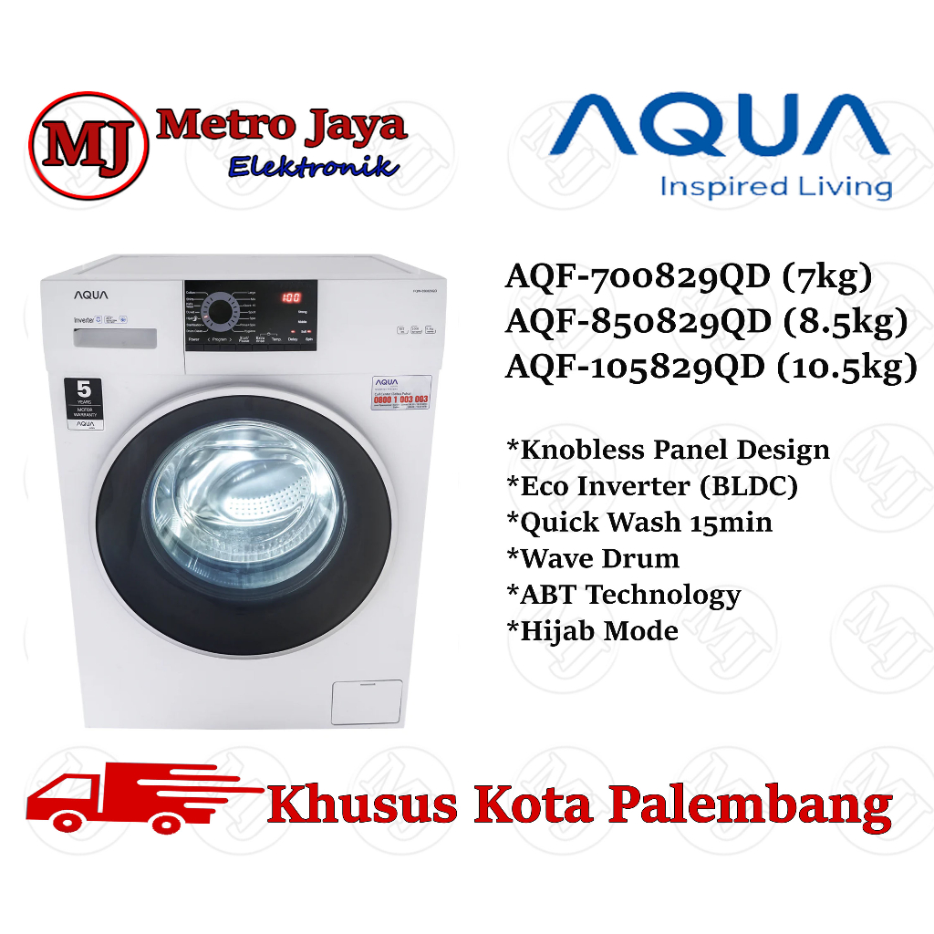 Mesin Cuci Front Loading Aqua Japan Sanyo 8.5 KG FQW 850829 QD 150 watt