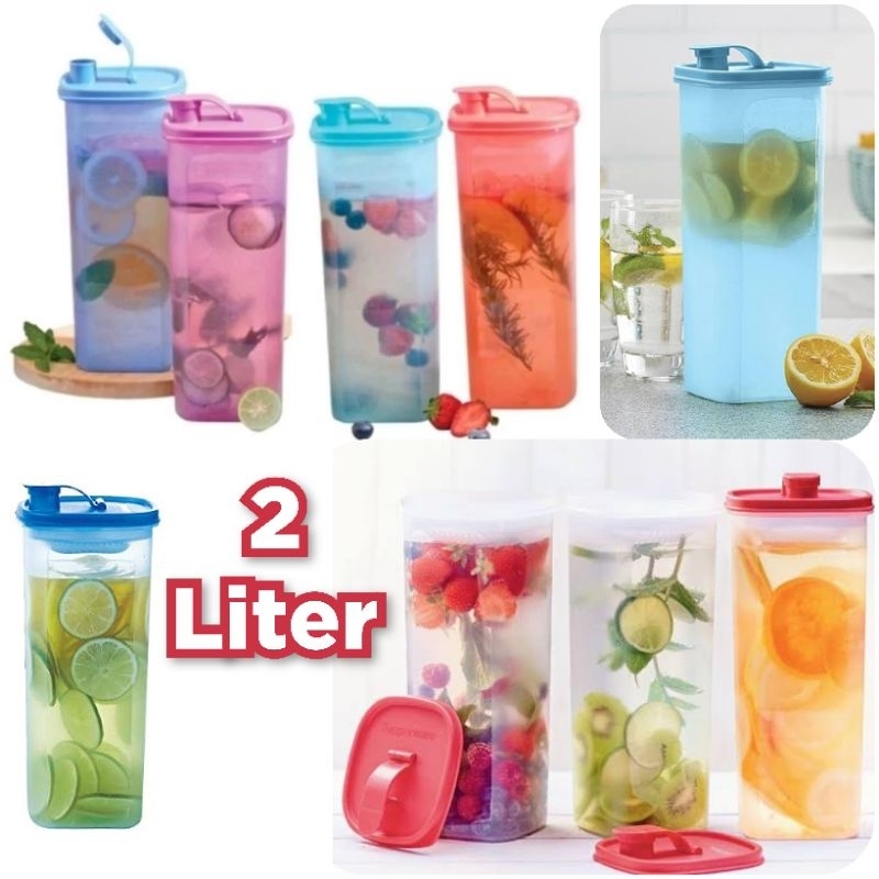 Tupperware Original Pitcher Teko Infused Water Jug 2 Liter Set