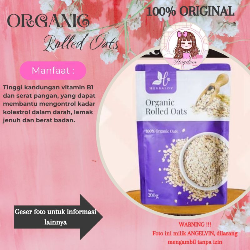 

HERBALOV Rolled Oat Organik Premium Pelengkap Diet DBH ORIGINAL