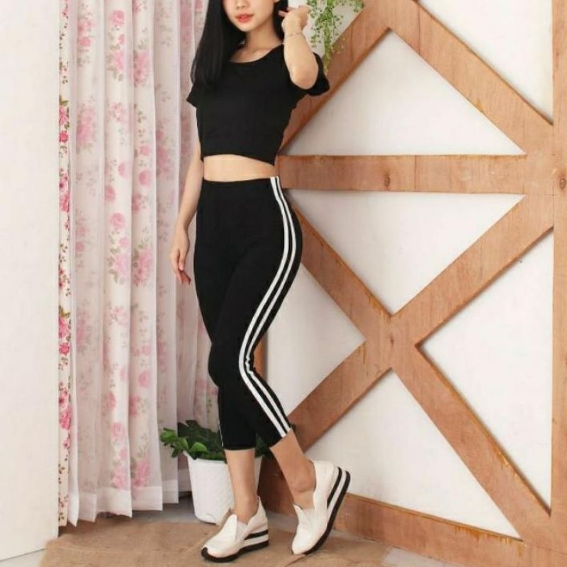Legging Import 7/8 List 2 Putih