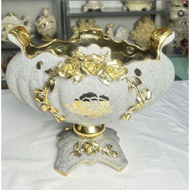 Pajangan hias buah gold keramik