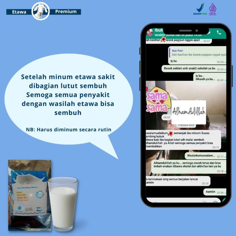 

Susu Kambing Bubuk Ettawa Original 100% Atasi Sakit Lutut
