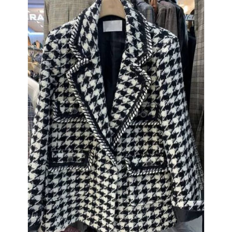 high quality houndstooth tweed blazer tag