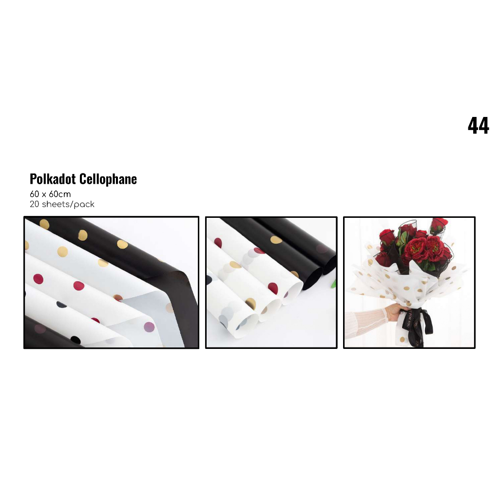 

MY Supplies - Flower Wrapping Paper Polkadot Cellophane Kertas Bungkus Buket Bunga 1 Pack 20 Lembar