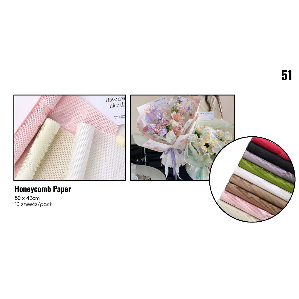 

MY Supplies - Flower Wrapping Paper Honeycomb Flower Paper Wrapping Bungkus Buket Jaring Madu 1 Pack 10 Lembar