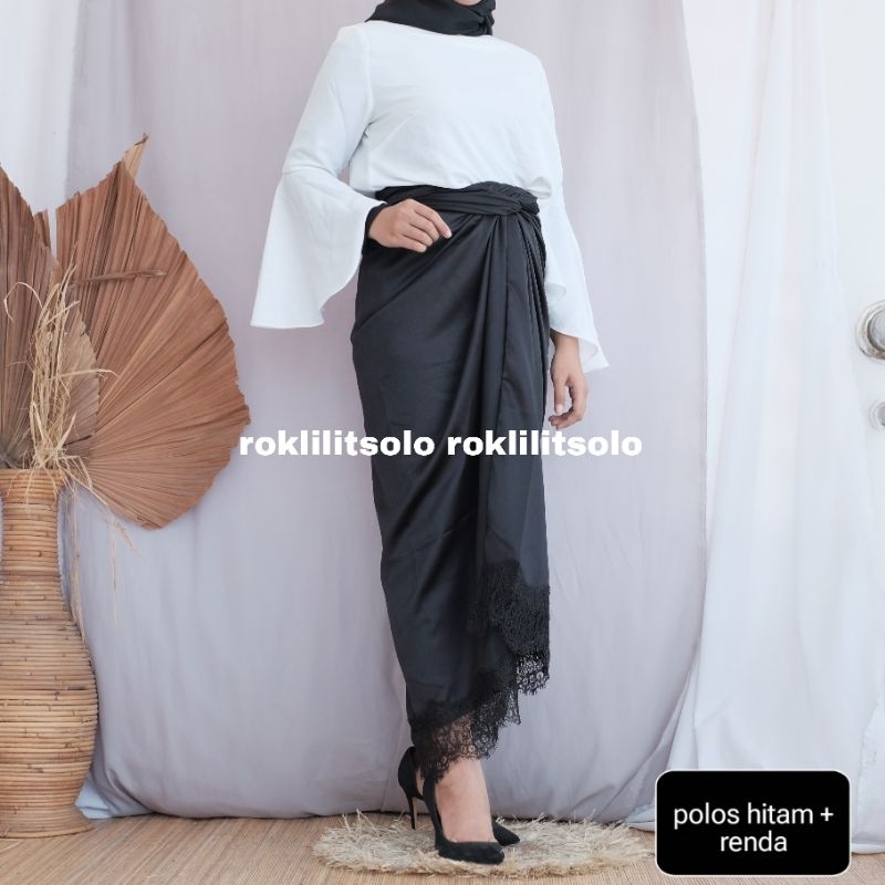 rok lilit polos renda / wrapskirt polos renda / kain lilit brokat