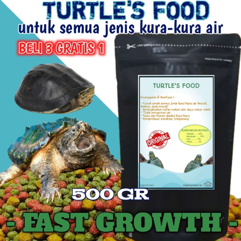 [BELI 3 GRATIS 1] 500GR PELET MAKANAN KURA KURA AIR BRAZIL PAKAN KURA HIJAU BRASIL RES CST AMBON DAM