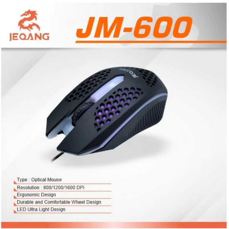JEQANG JM-600 JM600 MOUSE GAMING COMPUTER USB PERLENGKAPAN KOMPUTER