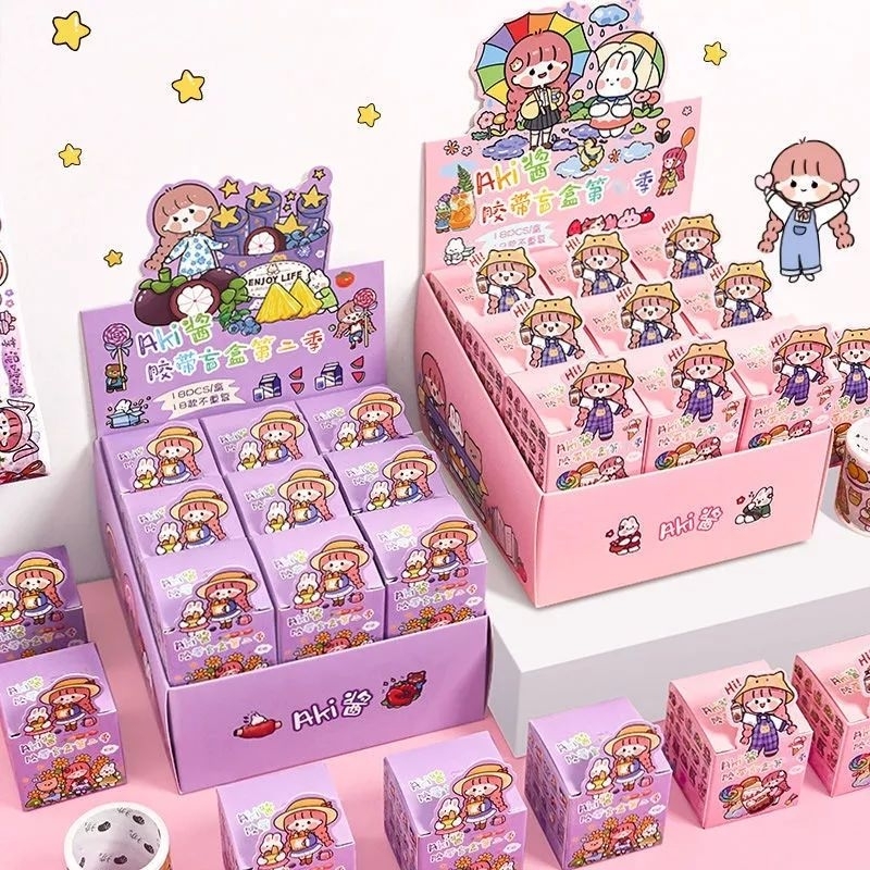 

1box kecil Stiker Washitape Akichan motif random