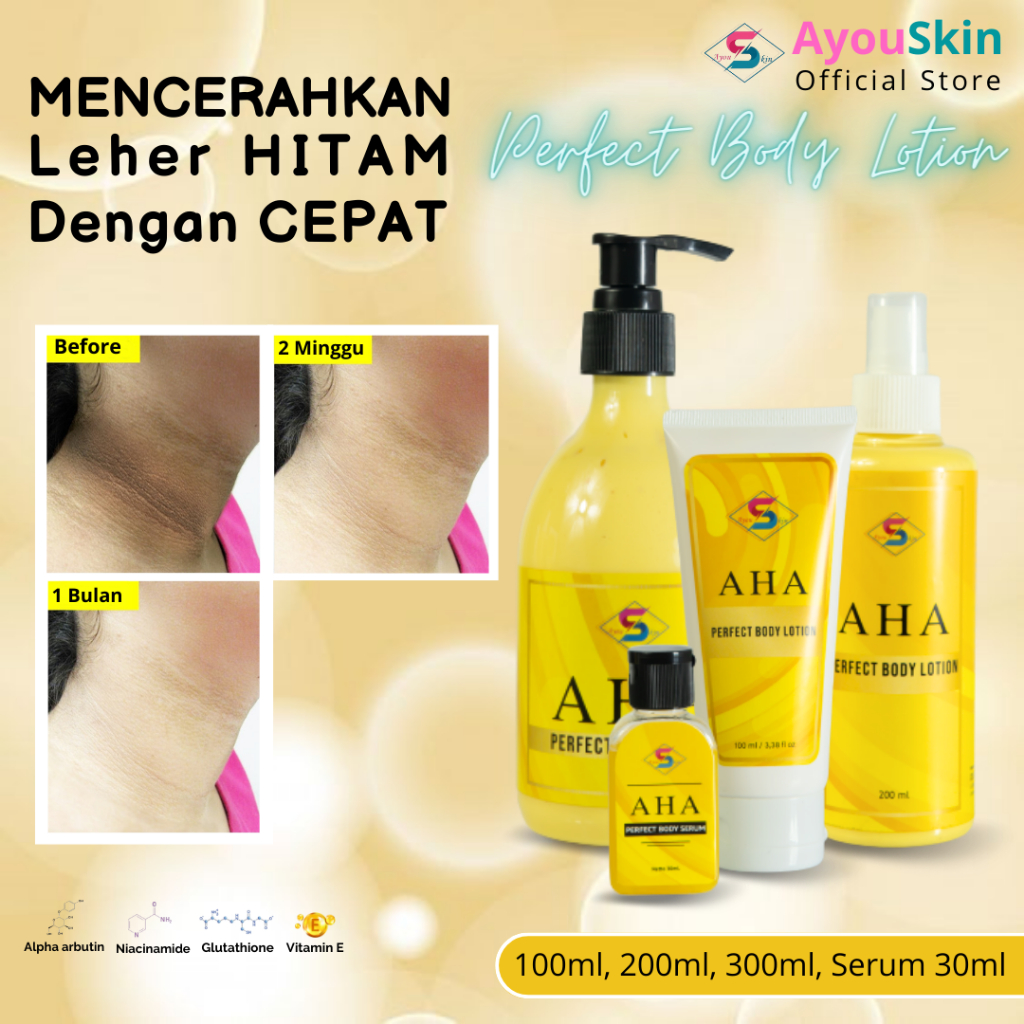 Cream Krim Pemutih Leher Hitam dan Gelap - Lotion Pencerah Leher - AHA Body Lotion Paket Perawatan K