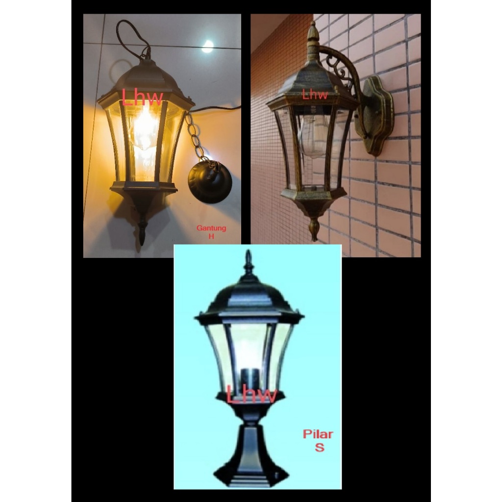 Lampu hias dinding 1034 dekorasi indoor outdoor teras, koridor, cafe, taman Kecil/ S - Medium/M