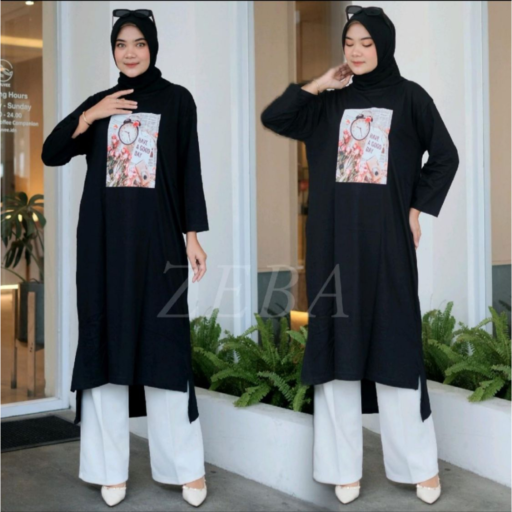 SALE STOK Dress midi jumbo Deska long tunik bahan katun combed LD120 melar 140 by Zeba