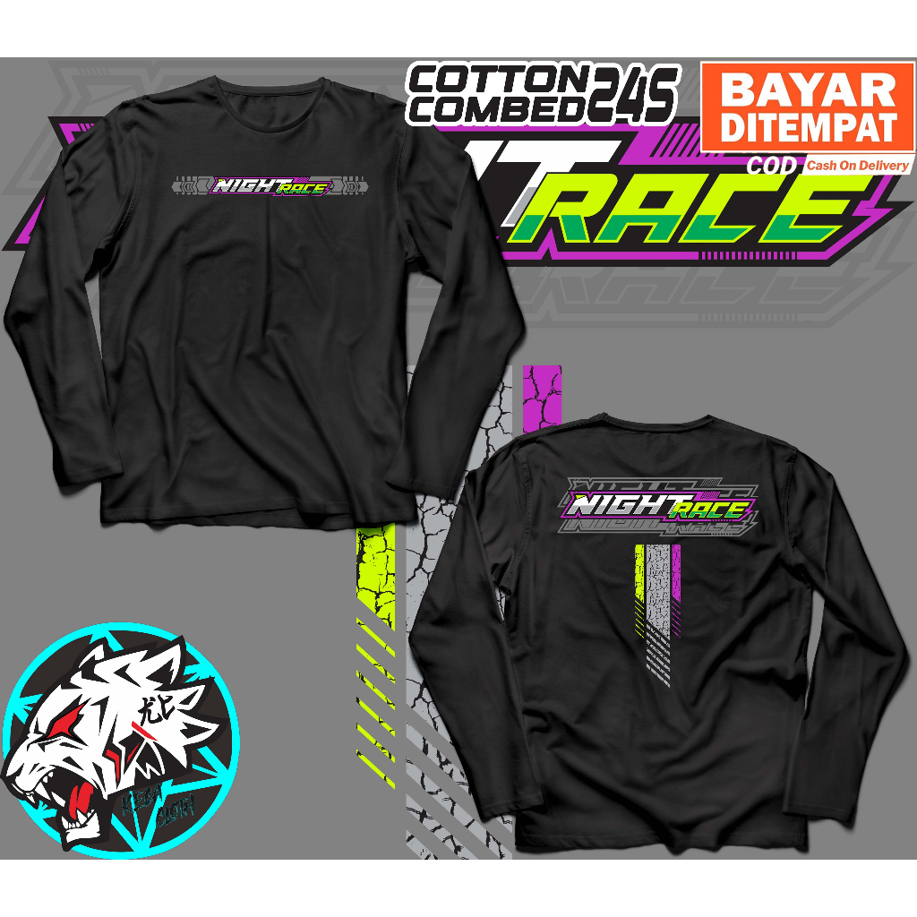 Kaos Lengan Panjang Night Race Racing Drag Big Size Jumbo Baju Drag Motor Balap