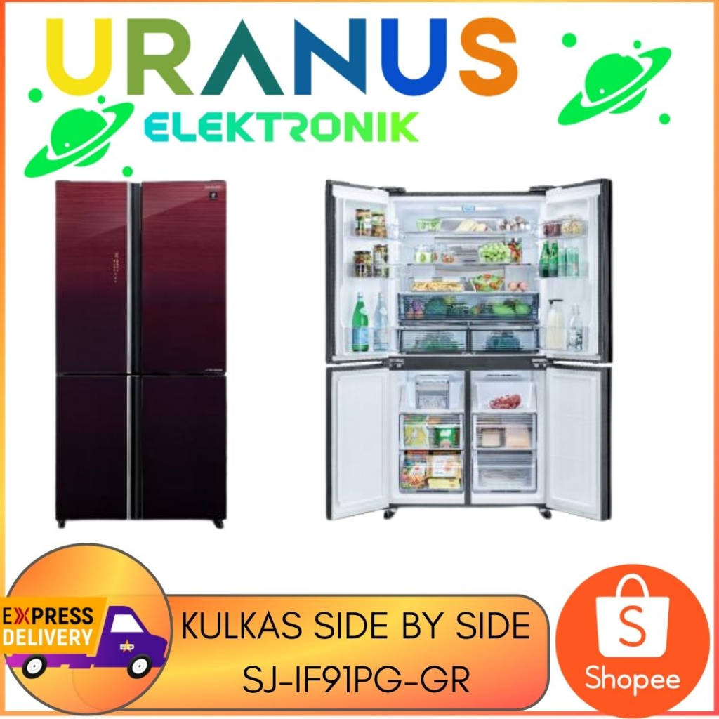 Sharp SJ-IF91PG-GR Kulkas side by side 4 Pintu 639 L SJ IF91PG GR