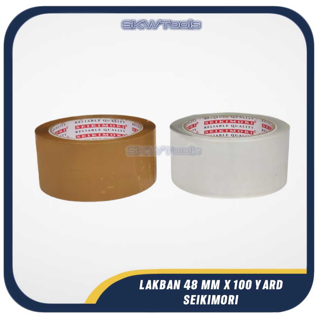 Lakban Solasi Tape Putih Bening Besar Lebar 48mm 100Yard Seikimori