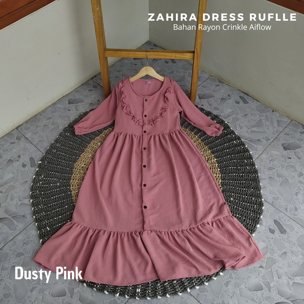 ZAHIRA DRESS RUFFLE//GAMIS CRINKLE//GAMIS ANAK PEREMPUAN POLOS TANGAN PANJANG