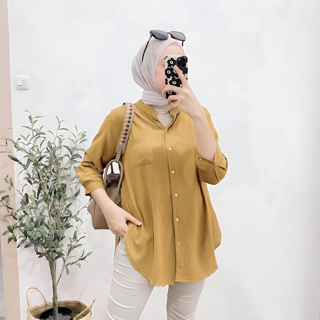 Shakila Blouse - Kemeja Polos Sakila Premium - blouse v-neck