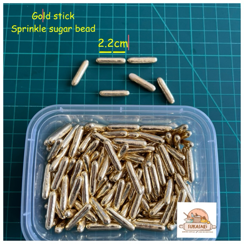 

Sprinkle Gold Stick 100gr Sugar Bead decoration edible hiasan