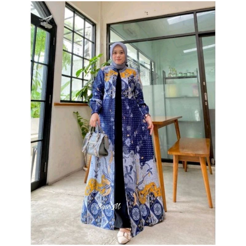 GAMIS CARDIGAN-gamis syar'i batik cardigan terbaru-GAMIS BATIK