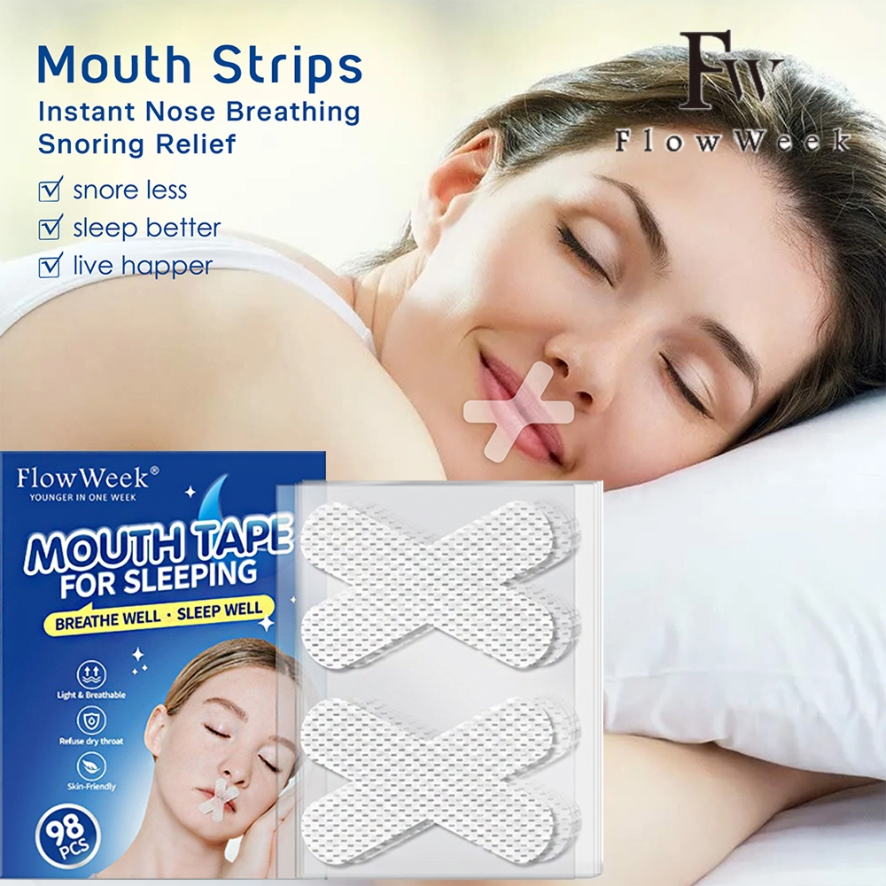 FlowWeek 98 pcs Anti Snoring Mouth Tape Stiker Mulut Tidur Penutup Mulut Anti Dengkur Ngorok Tidur Nyenyak Snore Stopper Sleep Aid