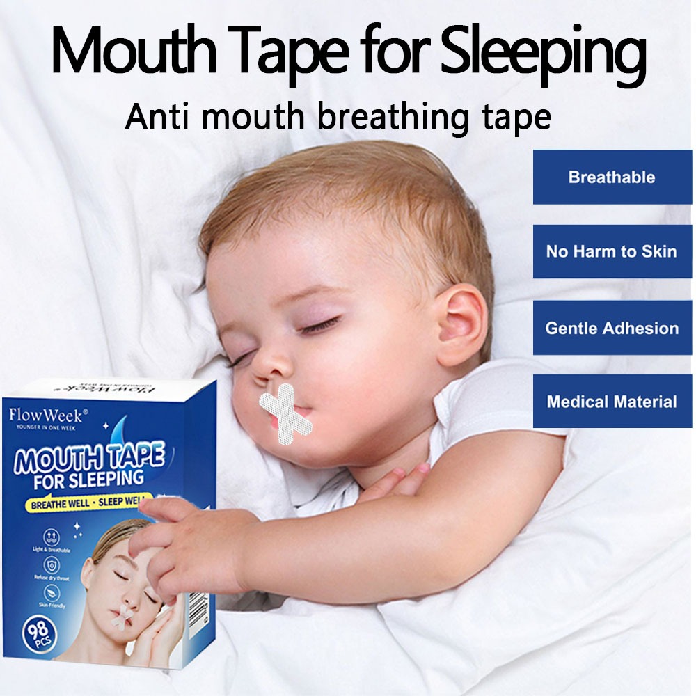 FlowWeek 98 pcs Anti Snoring Mouth Tape Stiker Mulut Tidur Penutup Mulut Anti Dengkur Ngorok Tidur Nyenyak Snore Stopper Sleep Aid