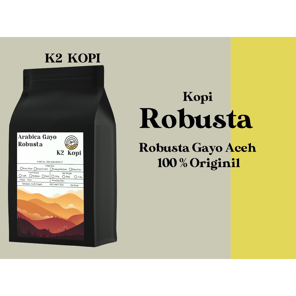

kopi Robusta Gayo Aceh, Roast bean dan bubuk, san kopi roastery