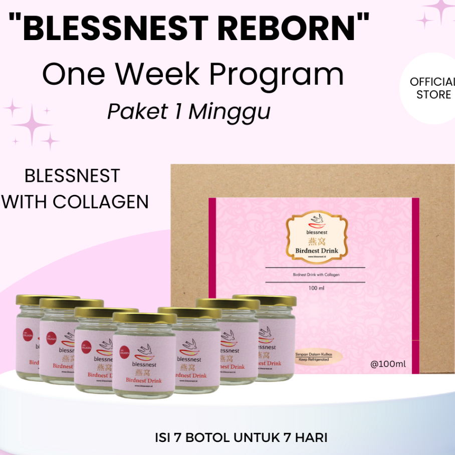 

PROMO KEMERDEKAAN - Blessnest Paket REBORN Minuman Sarang Walet With Collagen