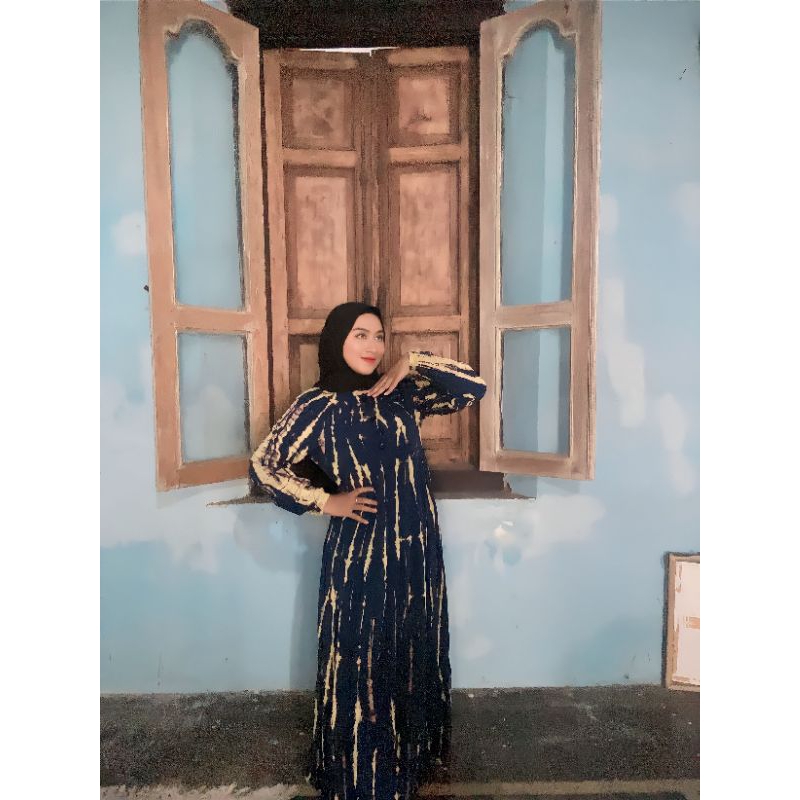 DRESS/ GAMIS TWILL ORI TIE DYE/ BATIK JUMPUT ASLI PEKALONGAN