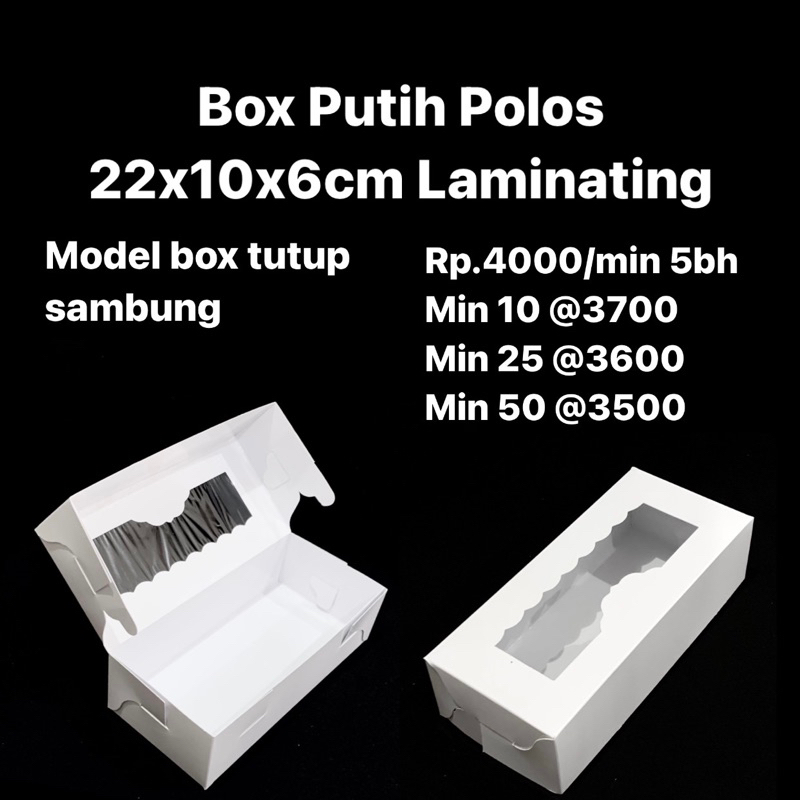 

Box Brownies Putih Polos 22x10x6cm laminating