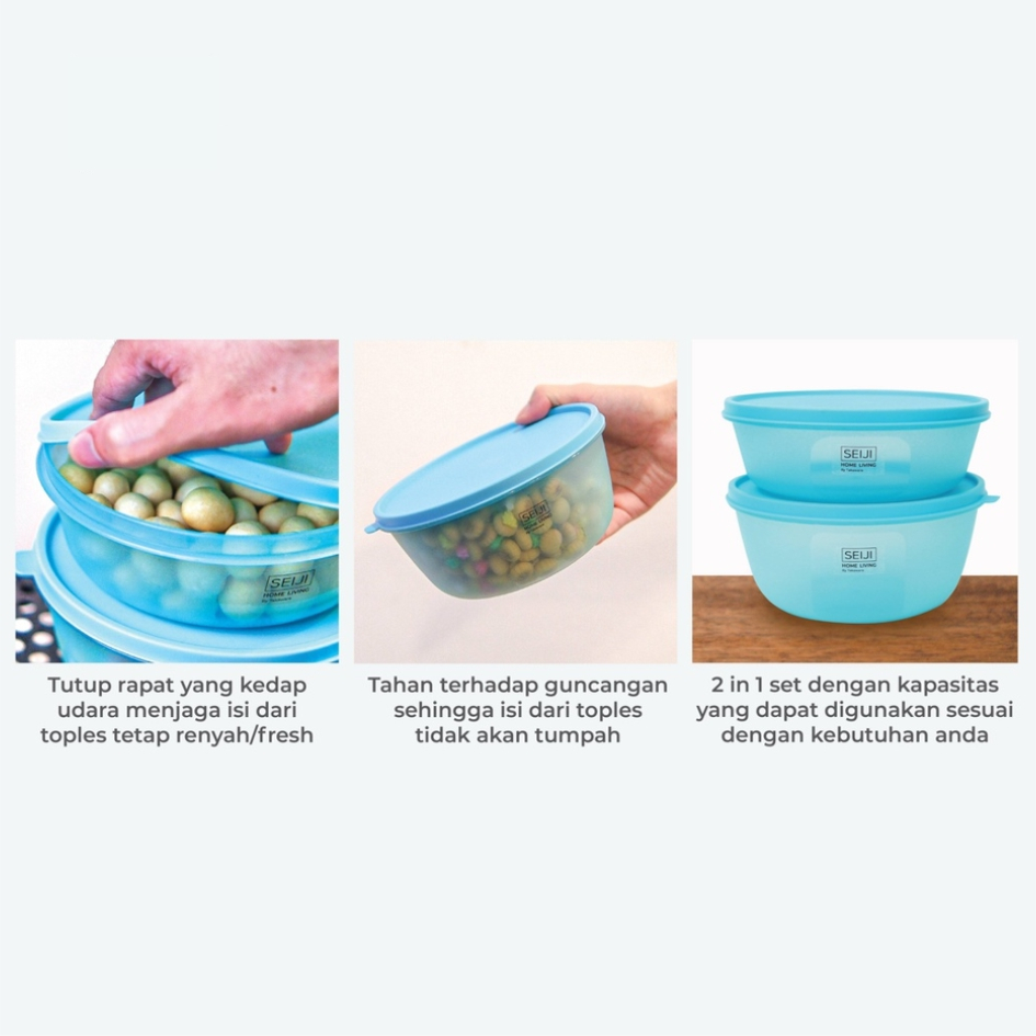 Takaware Cleo Food Container Set Toples Plastik Bulat Wadah Makanan Kerupuk Snack Cemilan 2 Pcs BPA Free Food Grade