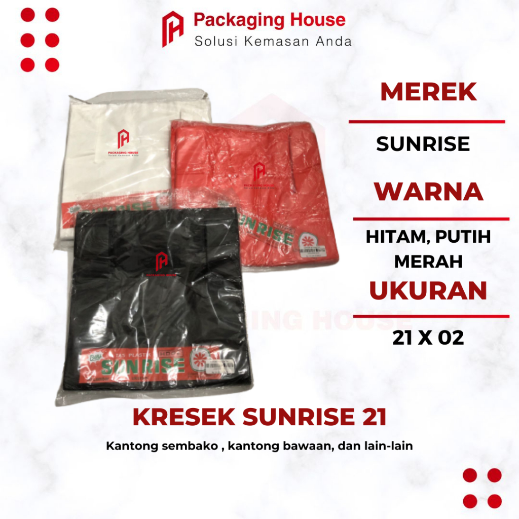 Kantong Plastik | Kantong Kresek Plastik Sunrise ukuran 21 | kantong Kresek Sembako | Kresek 21