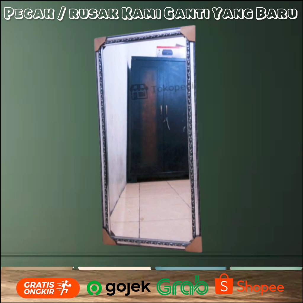 Kaca Cermin Dinding Ukuran 50 x 100 Cm Full Bingkai / Kaca Cermin Gantung / Kaca Cermin Jakarta