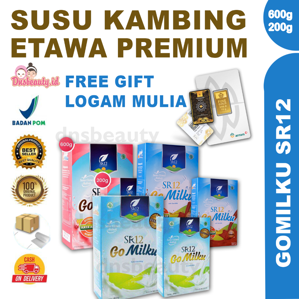 

(BONUS LOGAM MULIA) Tanpa Gula Susu Kambing Etawa Bubuk GOMILKU SR12 GO MILKU BPOM Plus Madu Daun Kelor Ikan Gabus Go Milku sr12 Original Gomilku Coklat Gomilku Stawberry 200g 600g