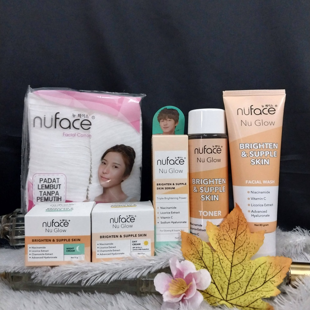 FREE TAS +LIPSTIK/Paket Lengkap Murah Mencerahkan Wajah Nuface/Paket Pencerah Nuface Nu Glow Brighte
