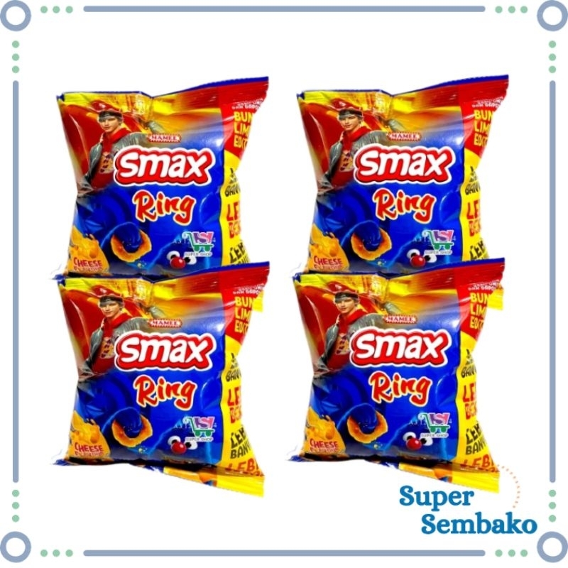 

SNACK MAKANAN RINGAN SMAX RING CHESEE RASA KEJU 20gr RENCENG ISI 10 BUNGKUS