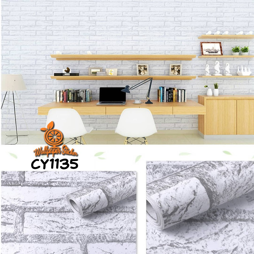 Wallpaper Stiker Dinding BATA PUTIH GARIS ABU Terbaru Aesthetic 3d 10meter x 45cm