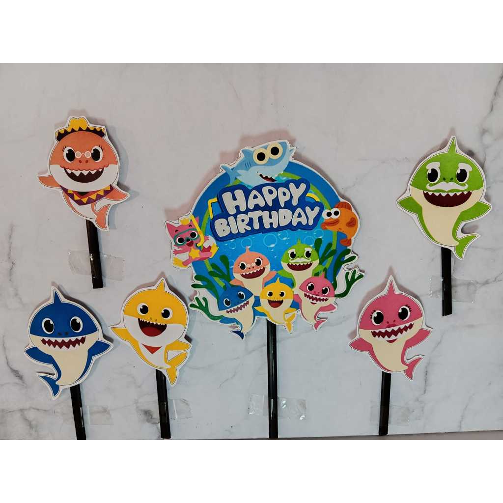 CAKE TOPPER BABY SHARK/ CAKE TOPPER ULANG TAHUN