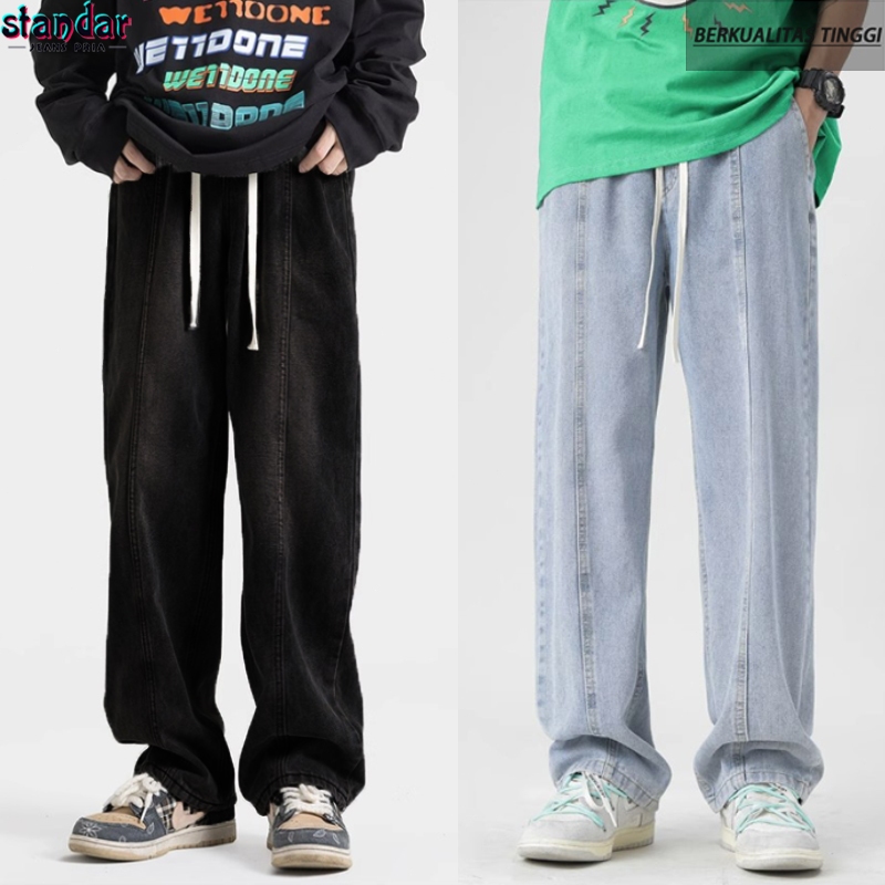 Celana jeans Celana premium jeans pria Celana pria jeans pinggang karet Celana korean style Celana l