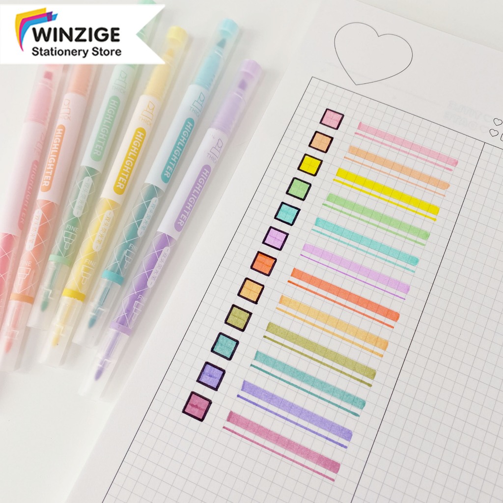 

Winzige 6pcs Stabilo Warna Pastel Highlighter Pen Set Lucu Journal Marker Pen Alat Tulis